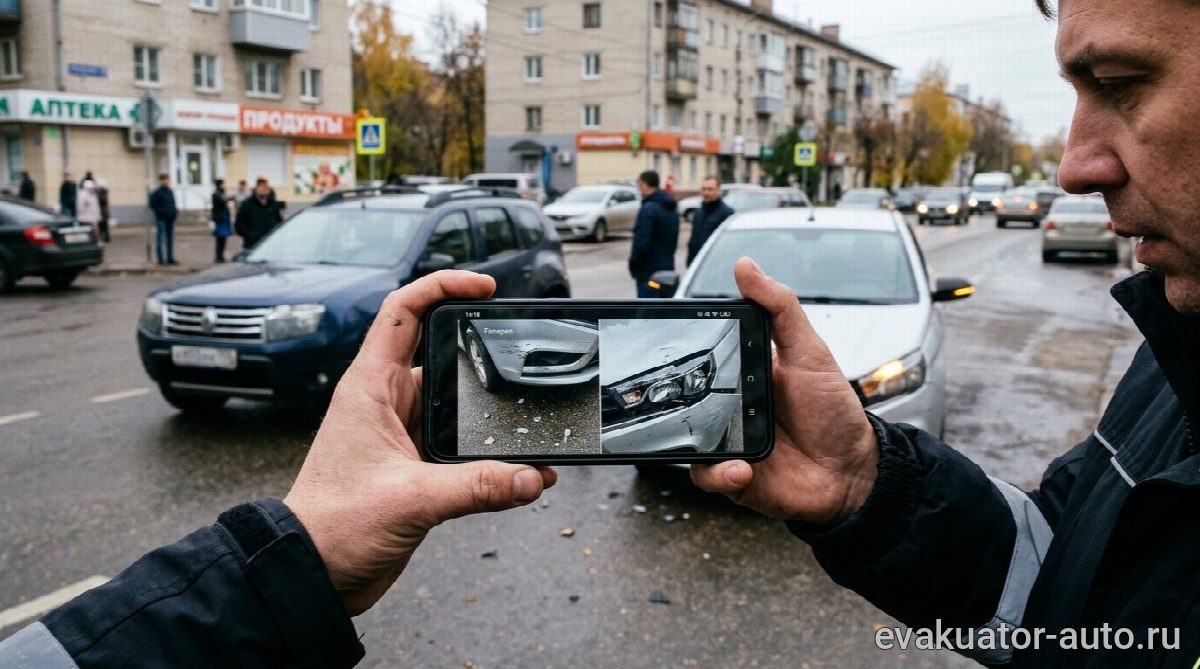 Фотографирование повреждений автомобилей при оформлении ДТП