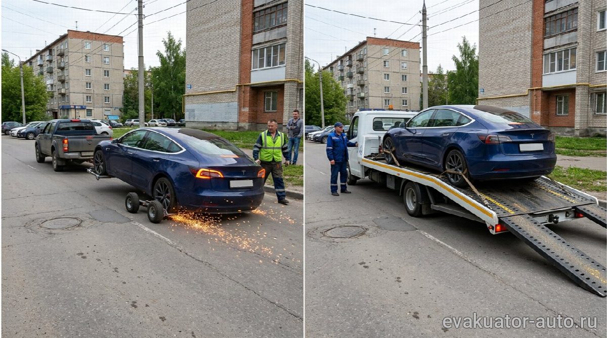 Сравнение обычной эвакуации и эвакуации электромобиля