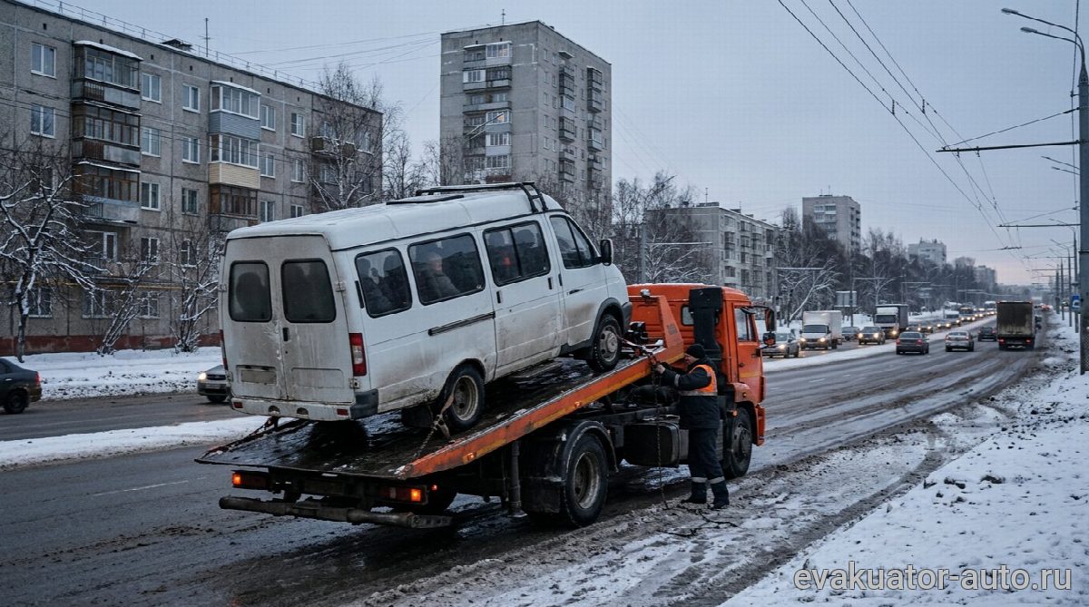 Эвакуация микроавтобуса в Автозаводском районе - как это было