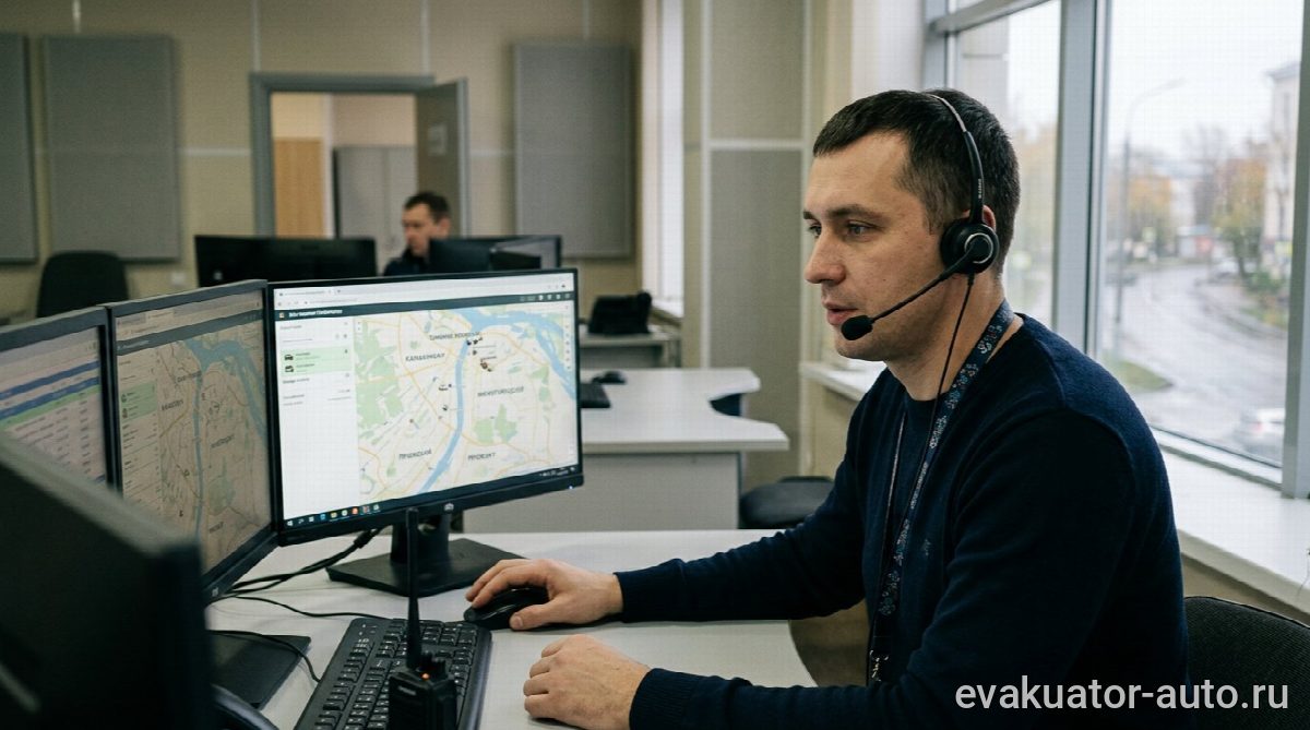 Диспетчер принимает звонок о вызове эвакуатора