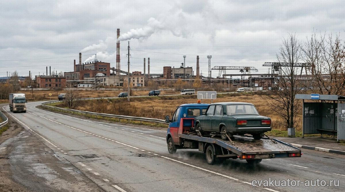 Эвакуатор на трассе возле Кулебак