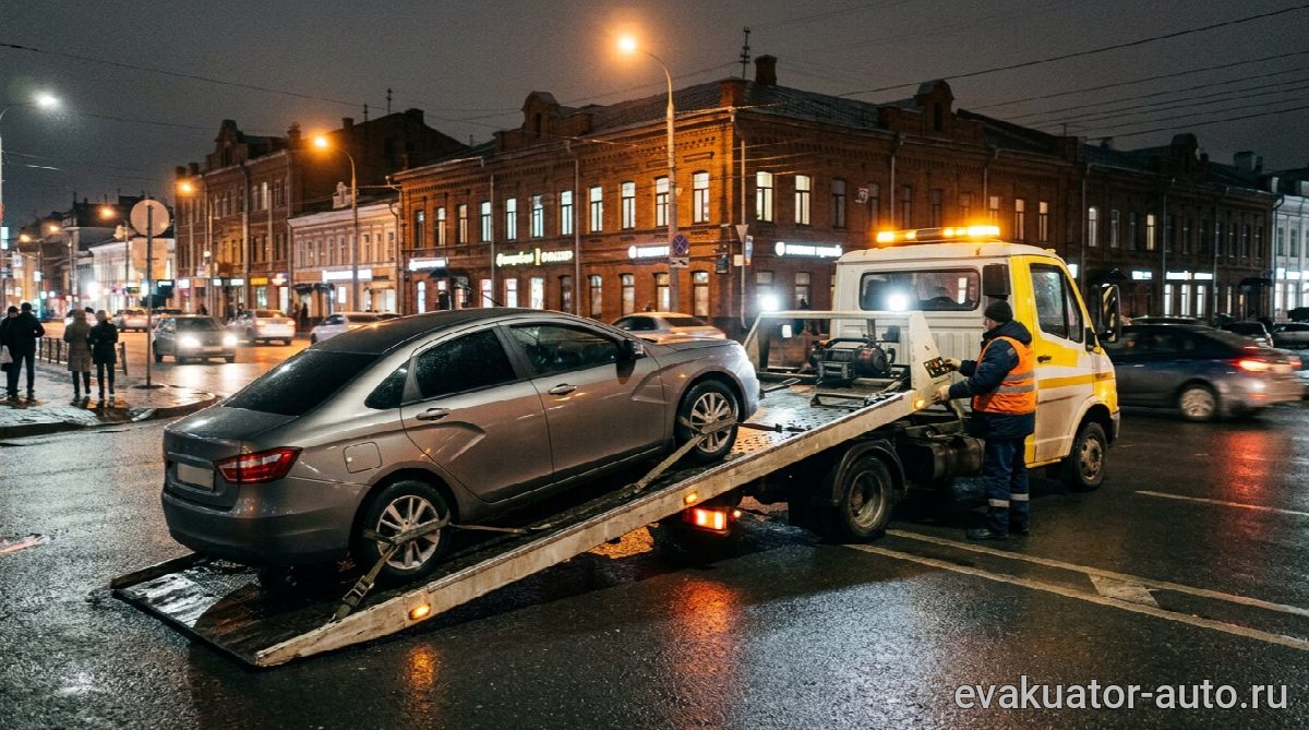 Эвакуатор с частичной погрузкой автомобиля с АКПП
