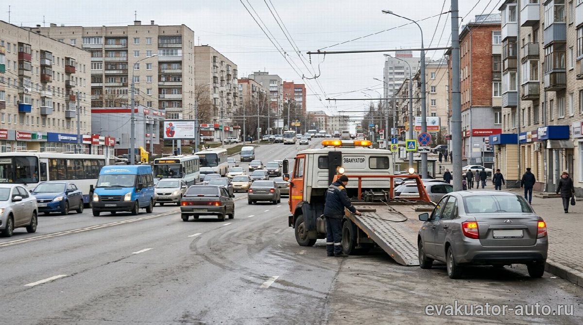 Эвакуатор на проспекте в Нижегородском районе Нижнего Новгорода