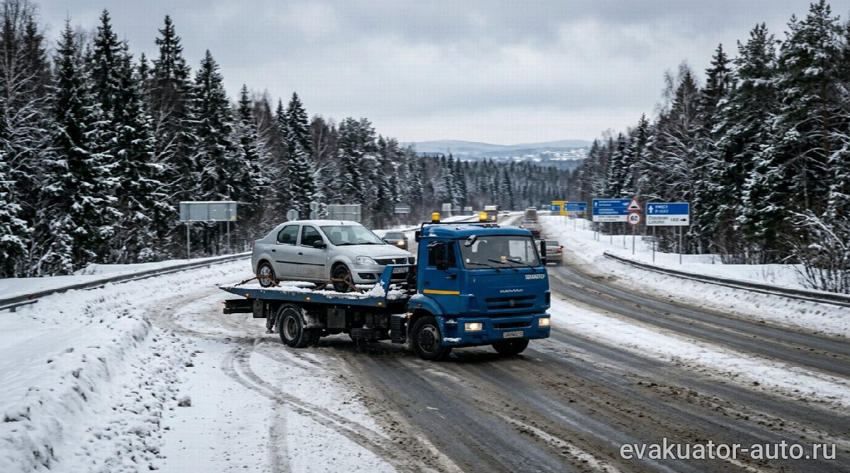 Эвакуатор на трассе Р-157 возле Шахуньи