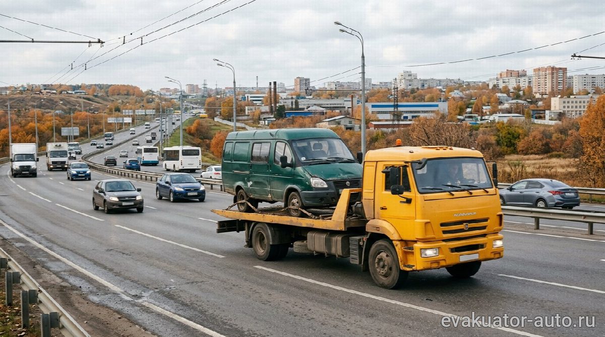Эвакуация микроавтобуса на трассе М7