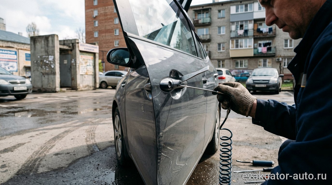 Процесс аварийного вскрытия автомобиля